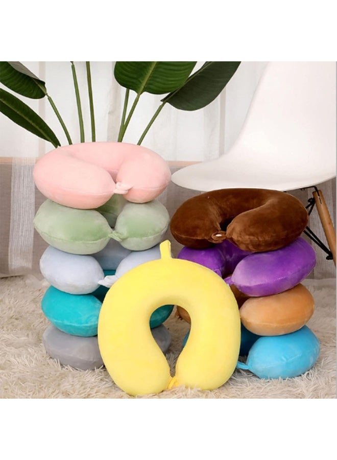 وسادة الرقبة للسفر على شكل U، قماش مخملي ناعم، وسادة دعم مريحة للرقبة والرأس، حشو عالي الجودة، مثالي للطائرة، السيارة، القطار، المكتب، المنزل، والجلوس الطويل - Image 2